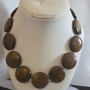 Bronzite Coin Disc Necklace
